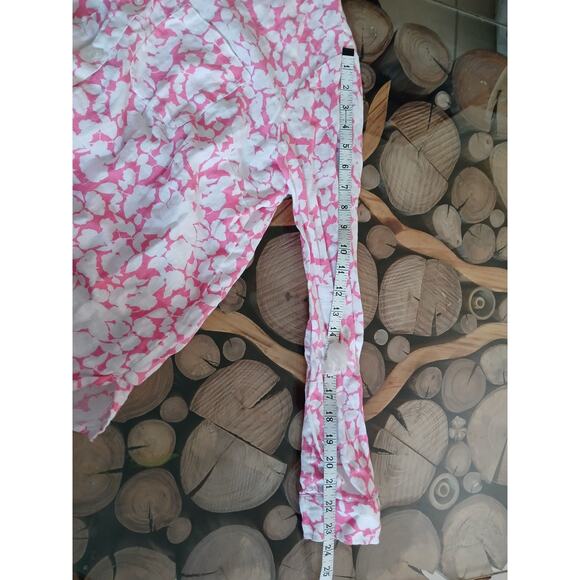 Charter Club 100% Linen Button Up Shirt Coral Pink Floral White Long Sleeve L - Picture 6 of 10